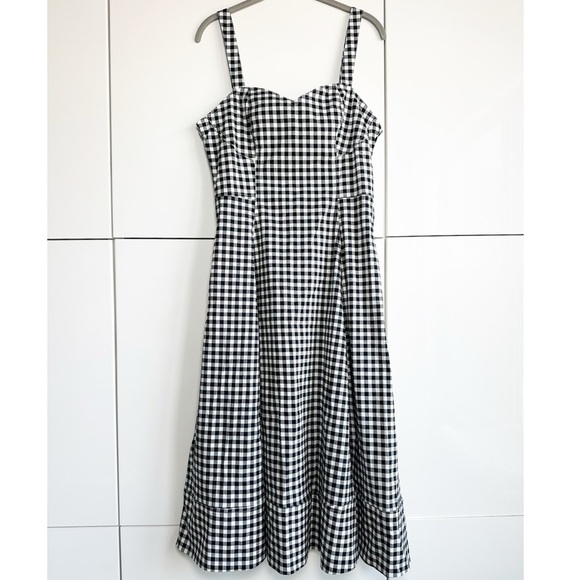 Avec Les Filles Black and White Gingham Midi Dress Size 10 Vintage Inspo Retro - Picture 3 of 11